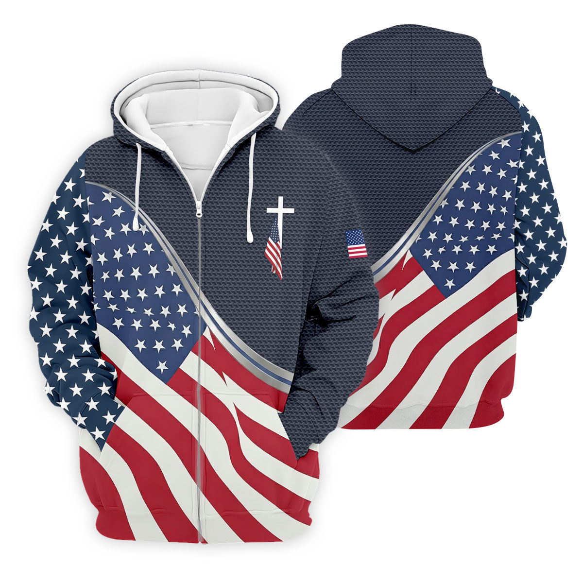 Christian American Flag Cross Golf Polo Shirt, Mens Golf Shirts, Golf Polo Shirts For Men