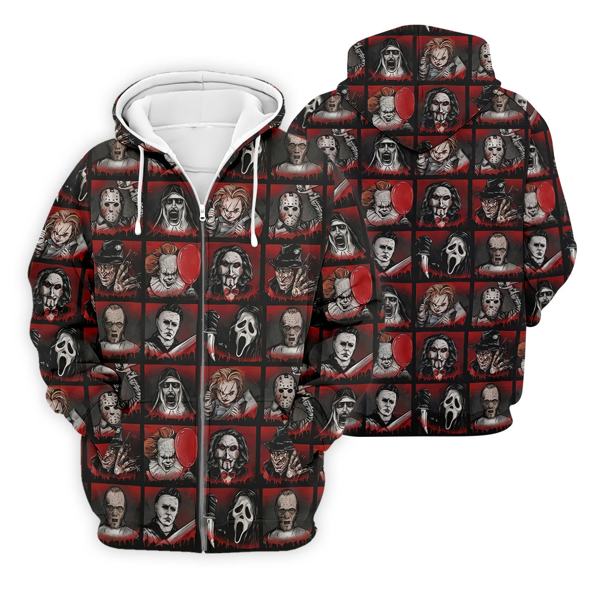 Horror Character Grid Halloween Golf Shirt, Mens Golf Polo, Golf Apparel For Men