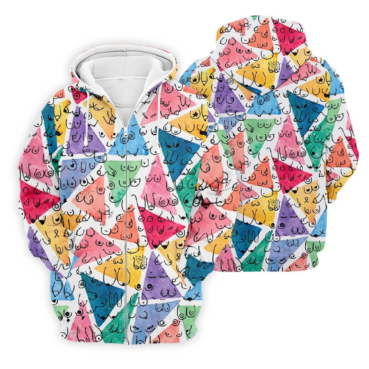 Multicolor Abstract Boob Pattern Golf Polo Shirt, Mens Golf Polo, Golf Apparel For Men