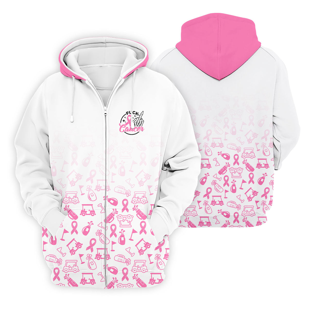 Fuck Cancer Pink Ribbon Breast Cancer Polo Shirt, Mens Polo Shirts, Golf Apparel For Men