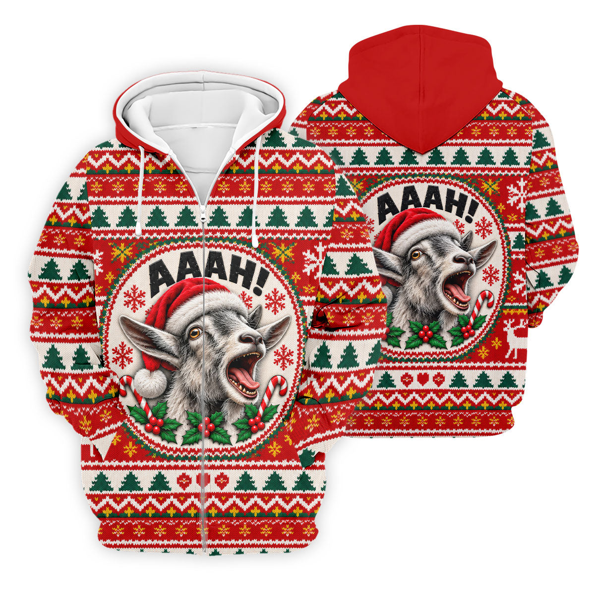 Funny Screaming Goat Christmas Golf Shirt, Golf Shirts For Men, Mens Golf Apparel