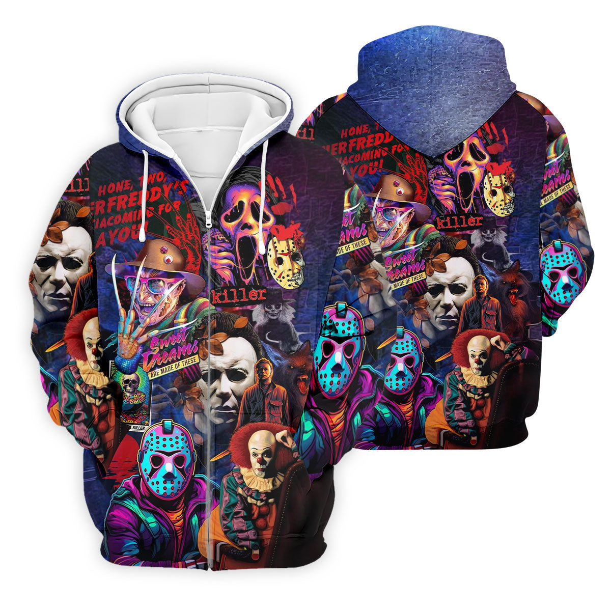 Vintage Horror Character Movie Villain Collage Golf Polo Shirt, Mens Golf Polo, Hawaiian Golf Shirt
