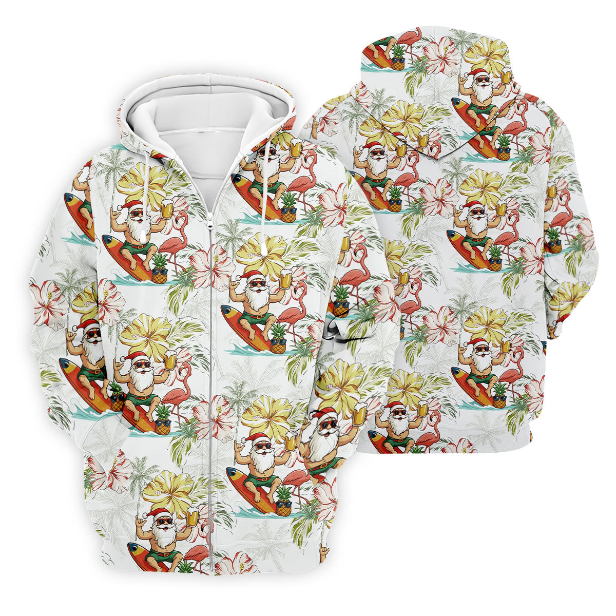 Surfing Santa Hawaiian Golf Shirt, Fun Men's Golf Polos, Christmas Golf Shirt, Golf Gift For Men