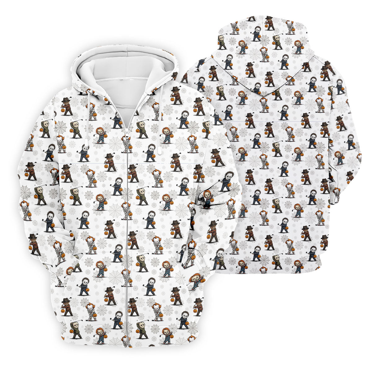 Horror Character Halloween Golf Pattern Polo Shirt, Golf Shirts For Men, Hawaiian Golf Shirt