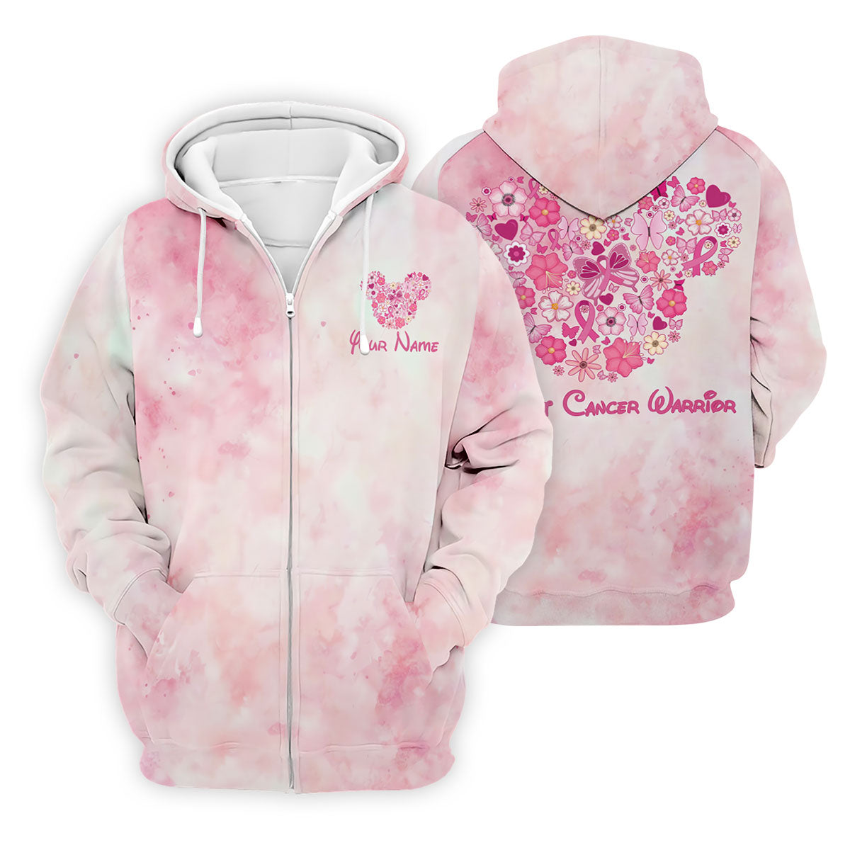 Custom Floral Heart Breast Cancer Polo Shirt, Golf Shirts For Men, Mens Golf Apparel