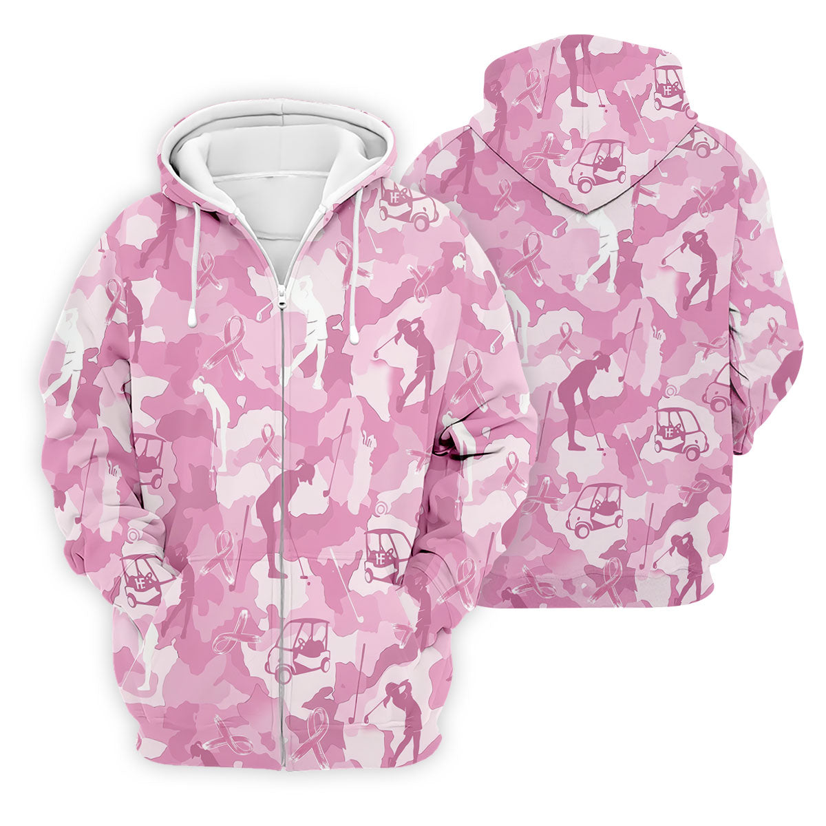 Pink Camo Golfer Breast Cancer Ribbon Polo Shirt, Golf Shirts For Men, Mens Golf Apparel