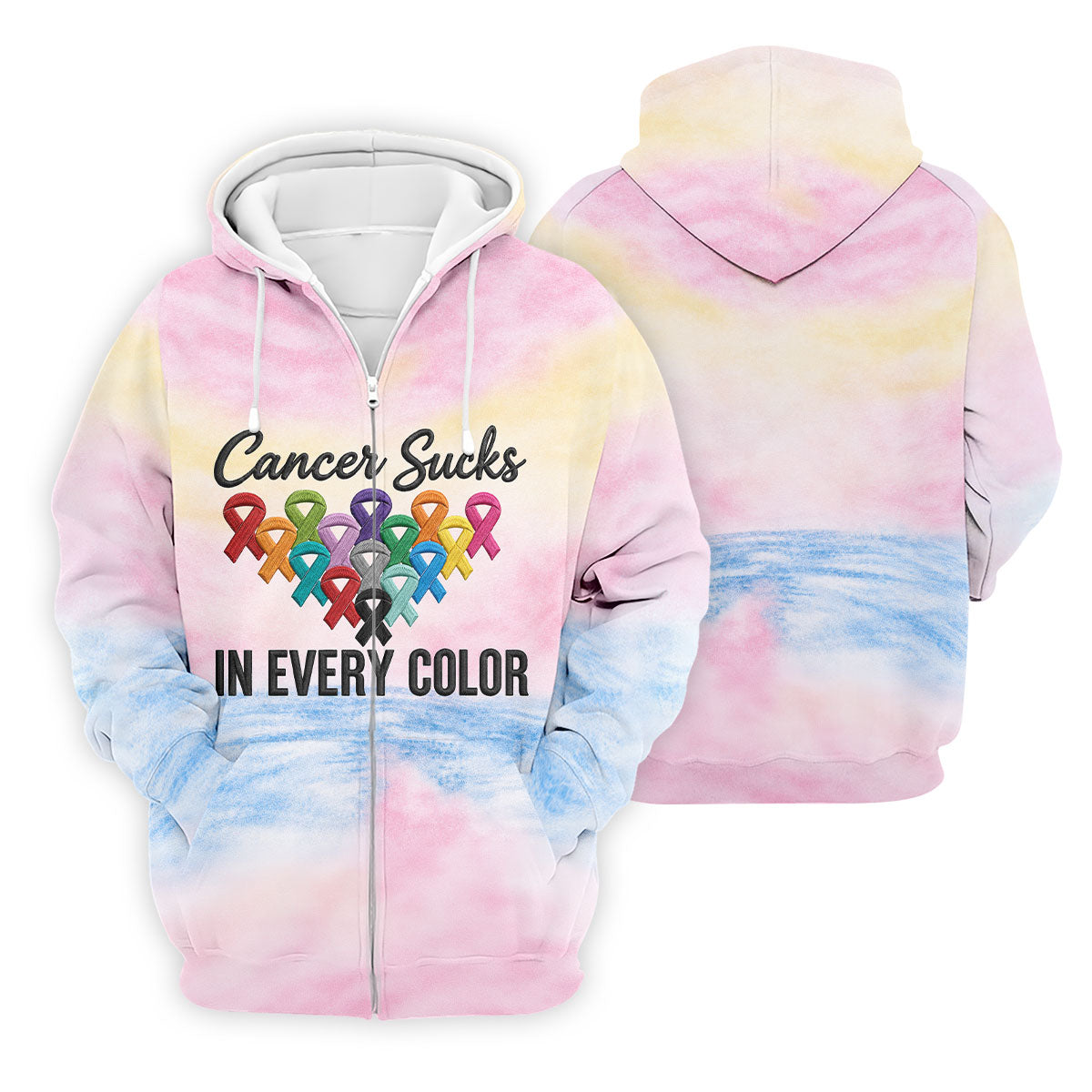 Cancer Sucks In Every Color Ribbon Polo Shirt, Mens Golf Polo, Printed Golf Shirts