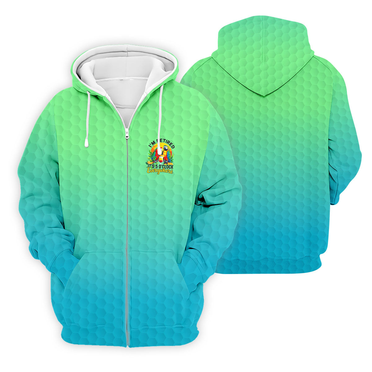 Tropical Retired Parrot Cocktail Golf Polo Shirt, Golf Shirts For Men, Printed Golf Shirts