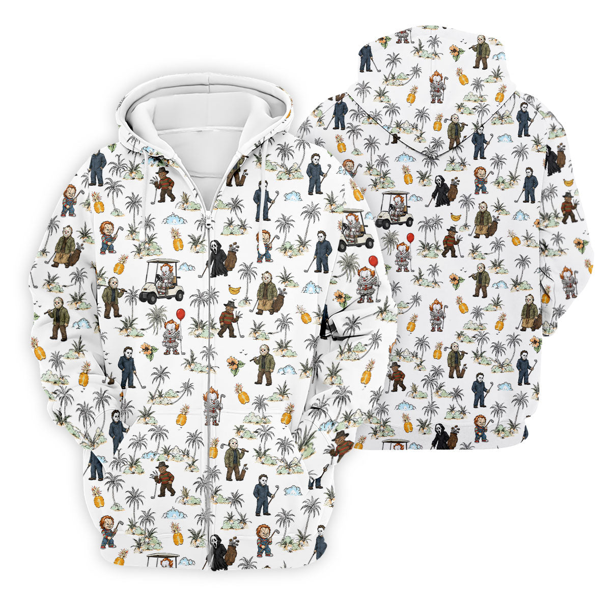 Mini Horror Character Halloween Golf Shirt, Printed Golf Shirts, Golf Polo Shirts For Men