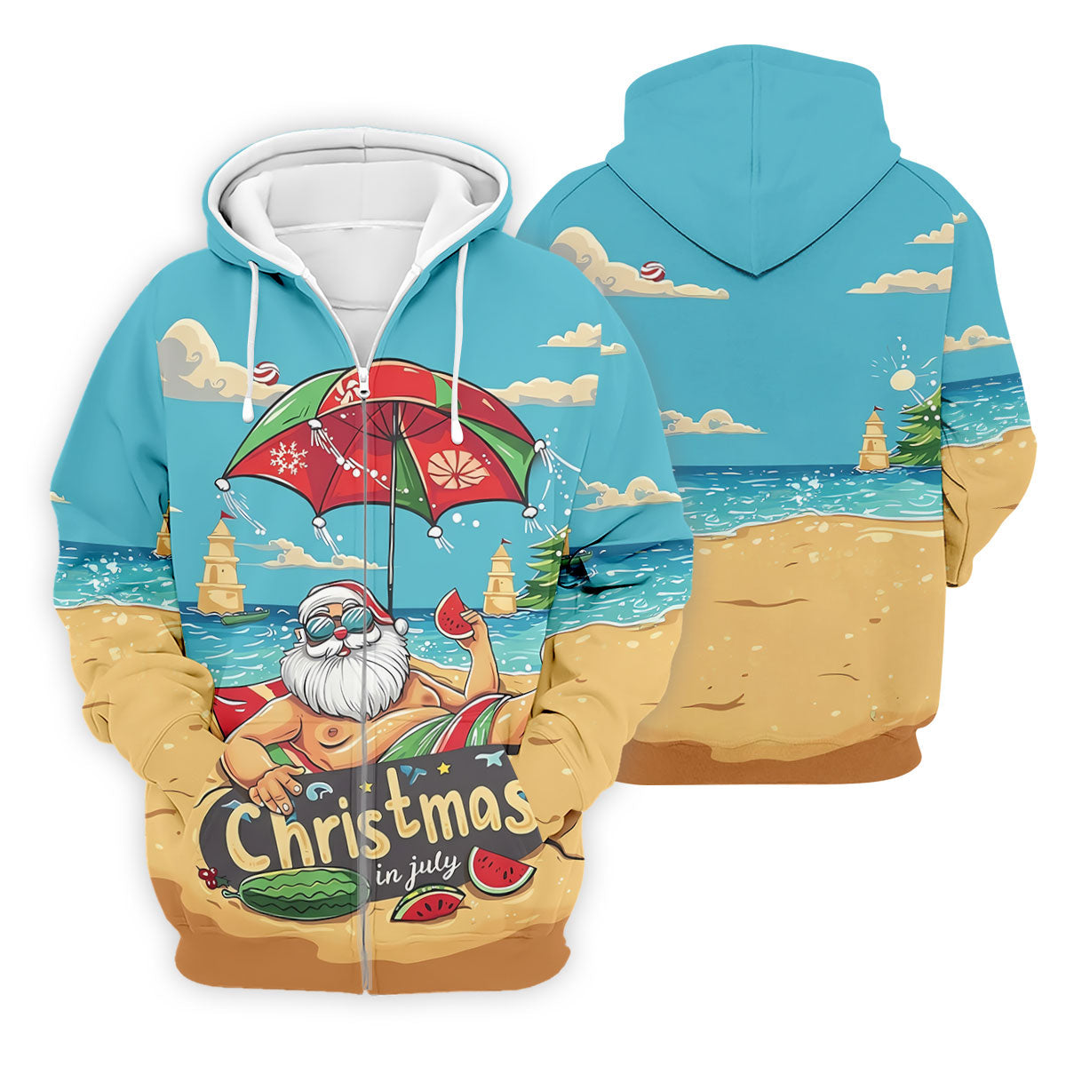 Christmas In July Santa Beach Christmas Golf Shirt, Men's Golf Shirt, Hawaiian Golf Shirt, Printed Golf Shirts