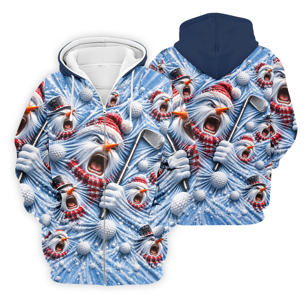 Christmas Screaming Snowmen Polo Shirt, Christmas Golf Shirt For Men, Mens Golf Polo