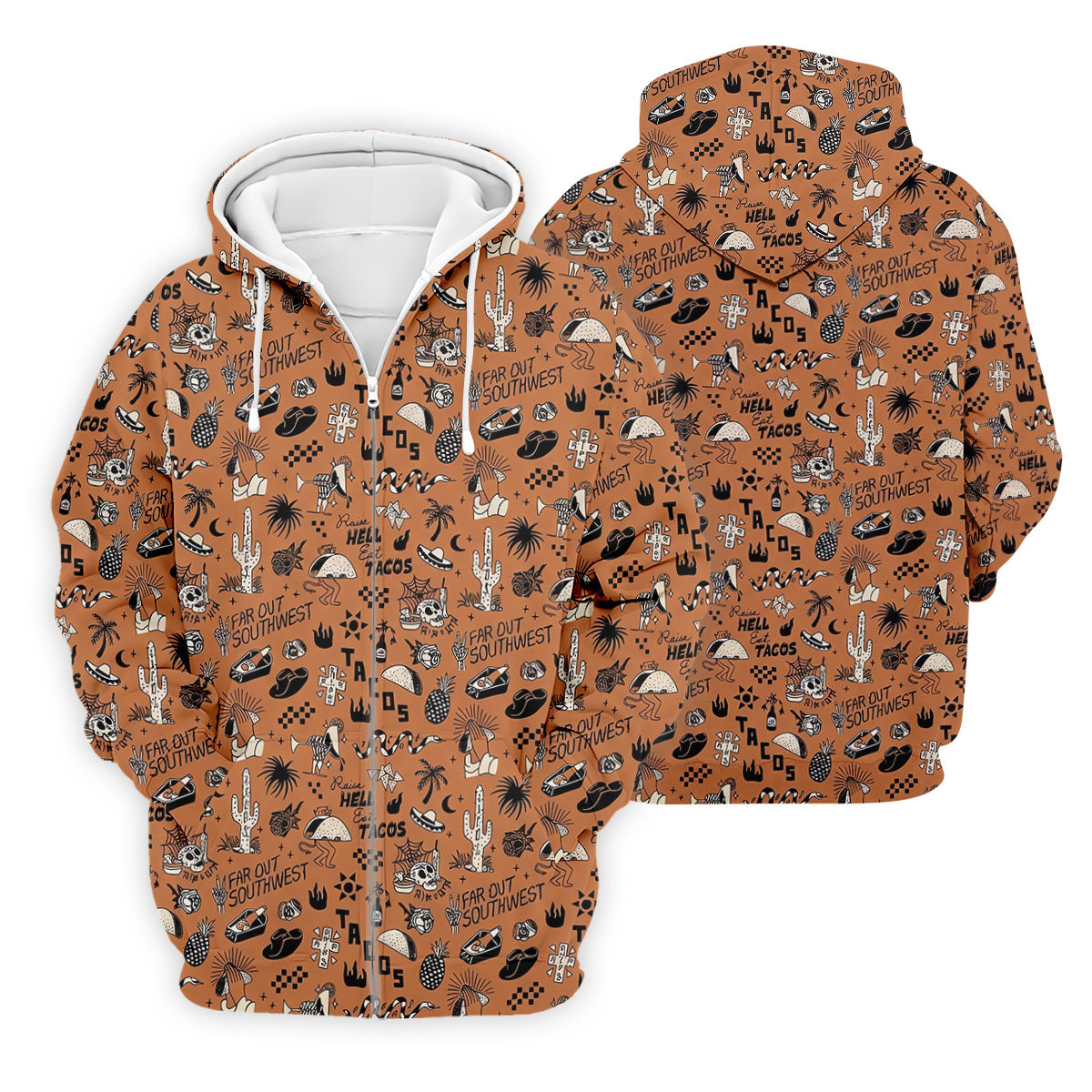 Southwest Desert Taco Skull Pattern Hawaiian Golf Shirt, Golf Tops For Women, Performance Golf Shirt