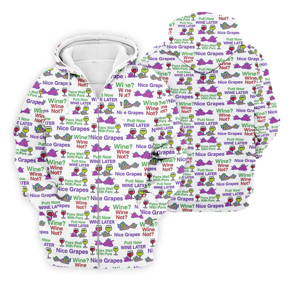 Wine Lover Golf Shirt, Grape Humor Print, Golf Shirts For Men