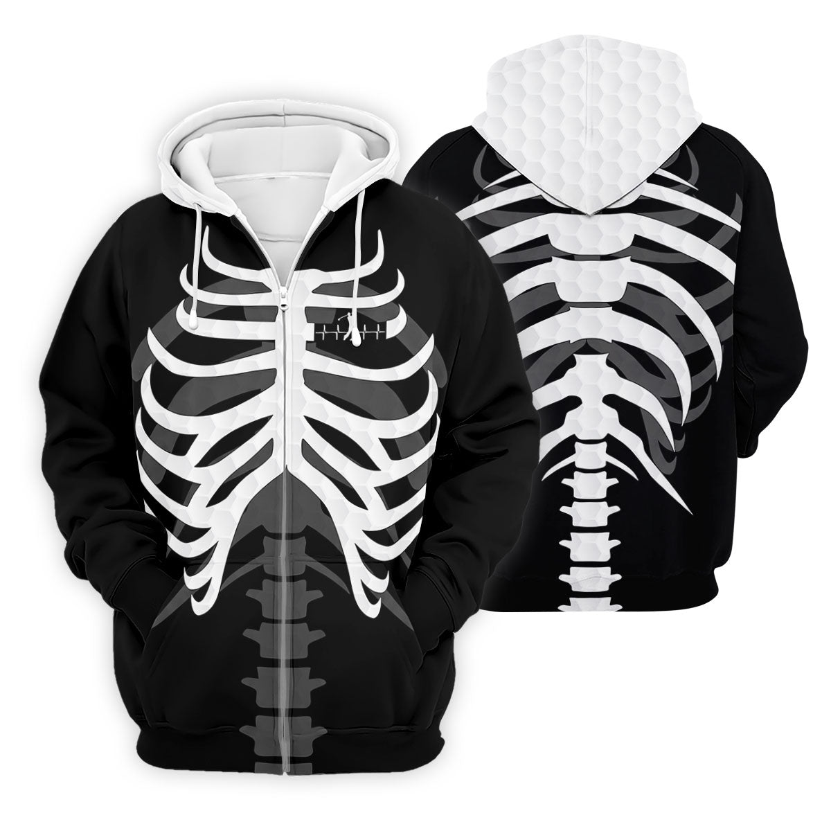 X-Ray Skeleton Rib Cage Halloween Golf Polo Shirt, Mens Golf Polo, Mens Golf Shirts