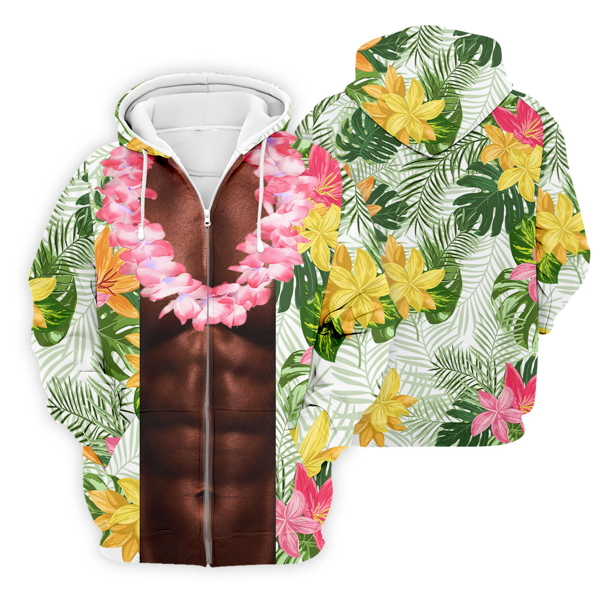 Dark Skin Tropical Muscle Chest Hawaiian Golf Polo Shirt, Polo Shirts For Men, Mens Golf Apparel