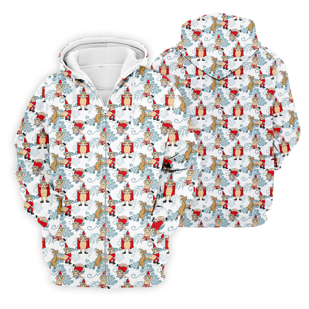 Funny Santa Reindeer Christmas Hawaiian Polo Shirt, Mens Golf Polo, Golf Shirts For Men