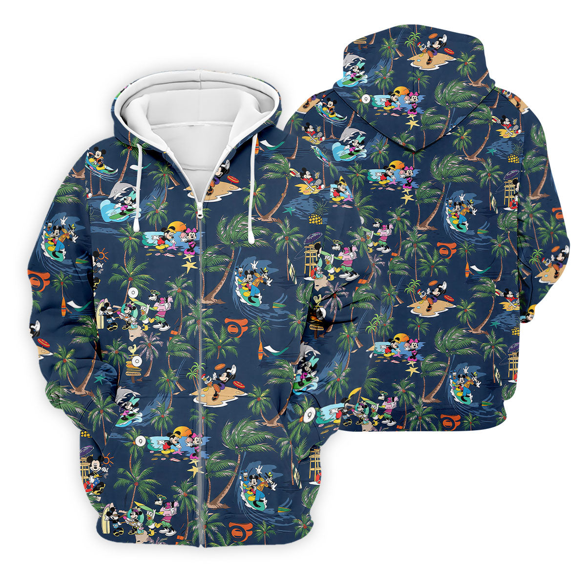 Cartoon Tropical Surf Beach Golf Polo Shirt, Hawaiian Golf Shirt, Golf Polo Shirts For Men