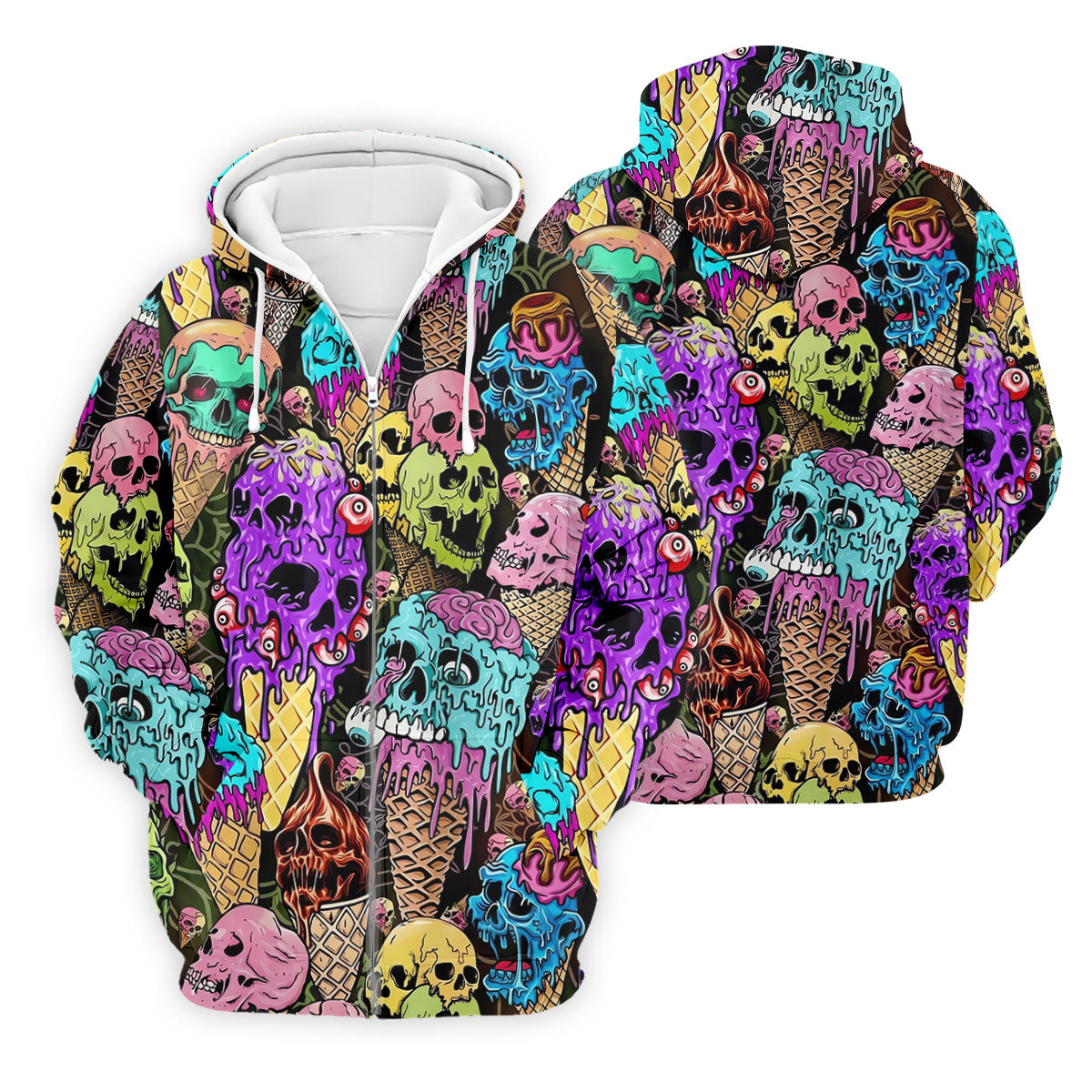 Melting Skull Ice Cream Halloween Golf Shirt, Golf Apparel For Men, Mens Golf Shirts