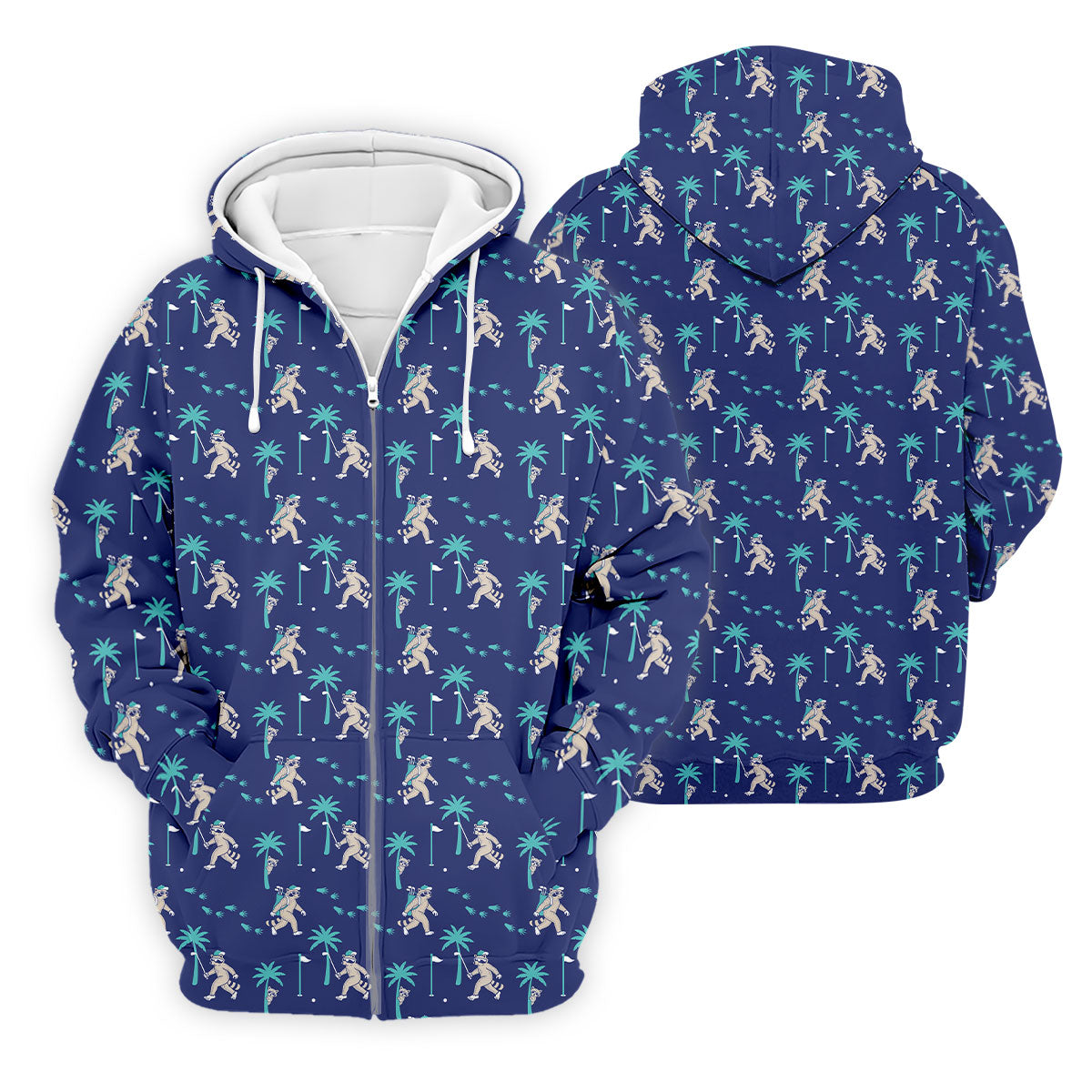 Funny Raccoon Tropical Golf Pattern Polo Shirt, Men's Golf Shirt, Golf Apparel For Men