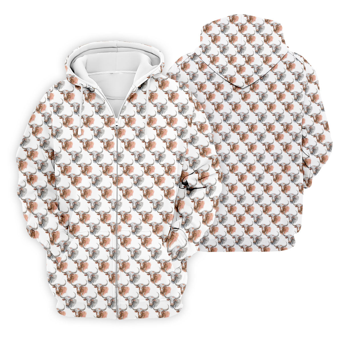 Longhorn Watercolor Pattern Golf Polo Shirt, Golf Apparel For Men, Hawaiian Golf Shirt