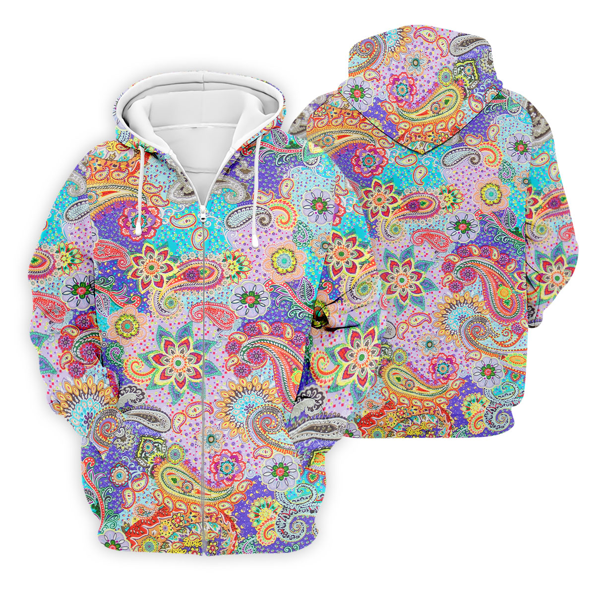 Vibrant Paisley Floral Patchwork Golf Polo Shirt, Hawaiian Golf Shirt, Mens Golf Polo