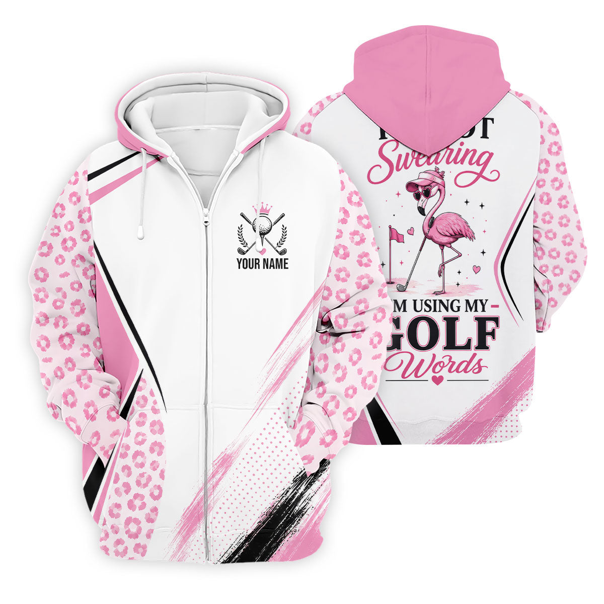 Personalized Pink Golf Crest Polo Shirt, Golf Polo Shirts For Men, Mens Golf Apparel