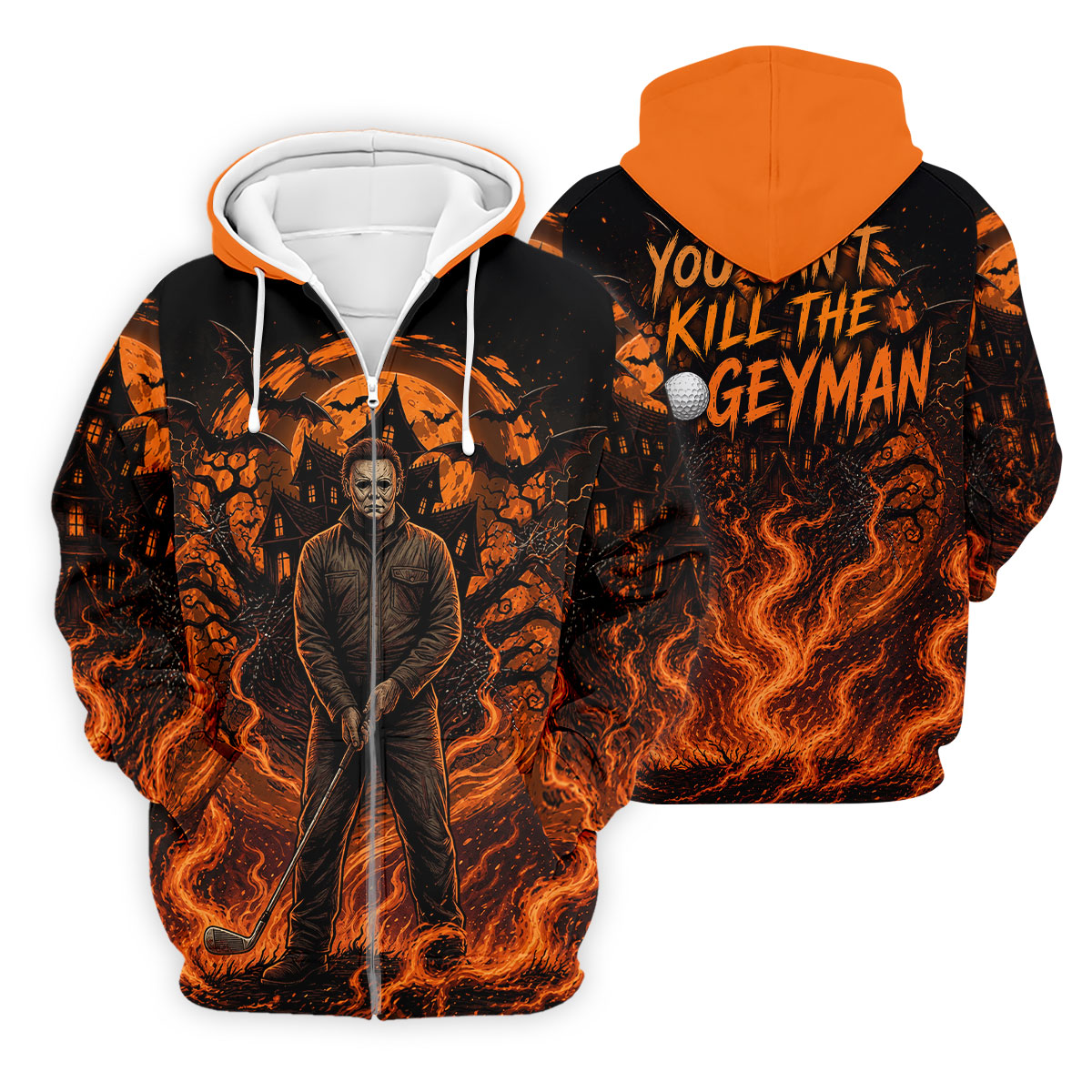 You Can't Kill The Bogeyman Halloween Golf Polo Shirt, Horror Character, Mens Golf Shirts