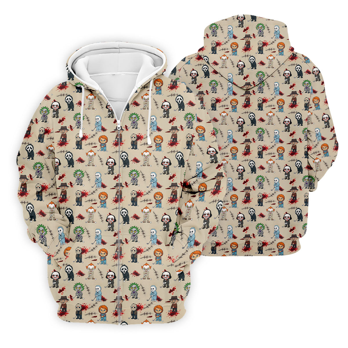 Cute Horror Character Golf Pattern Polo Shirt, Mens Golf Shirts, Hawaiian Golf Shirt