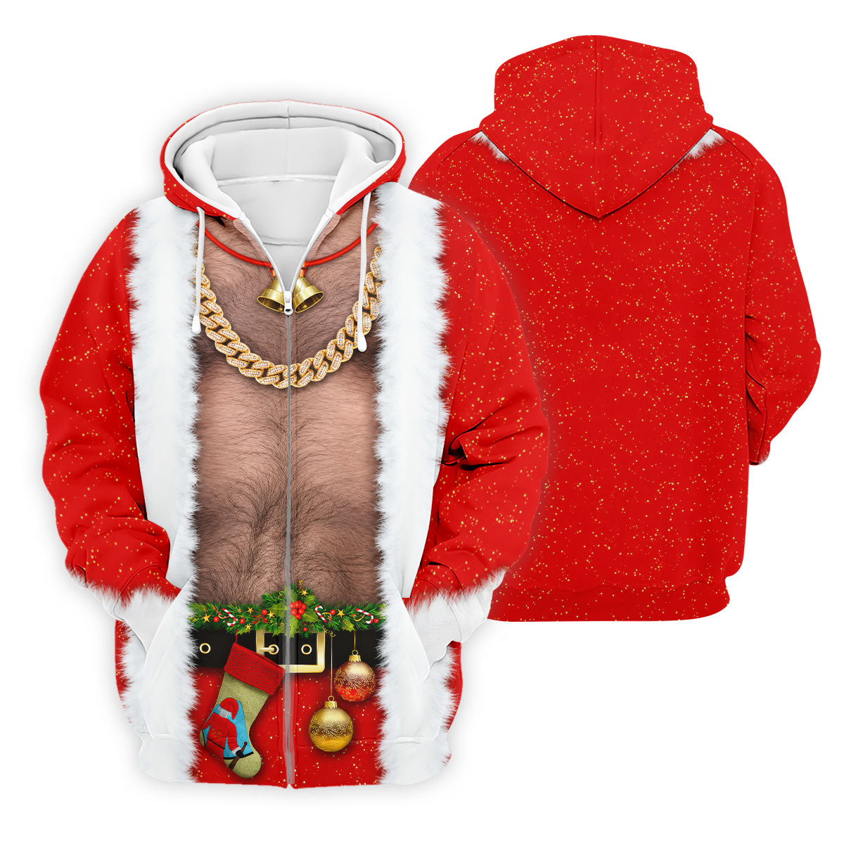Funny Santa Gold Chain Christmas Golf Shirt, Mens Golf Polo, Golf Apparel For Men
