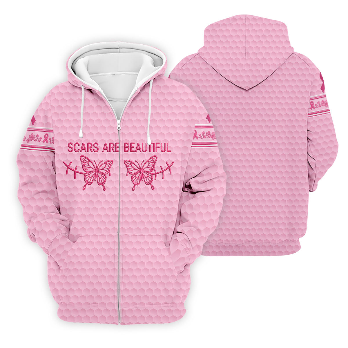 Scars Are Beautiful Butterfly Breast Cancer Golf Polo Shirt, Men's Golf Shirt, Polo Shirts For Men