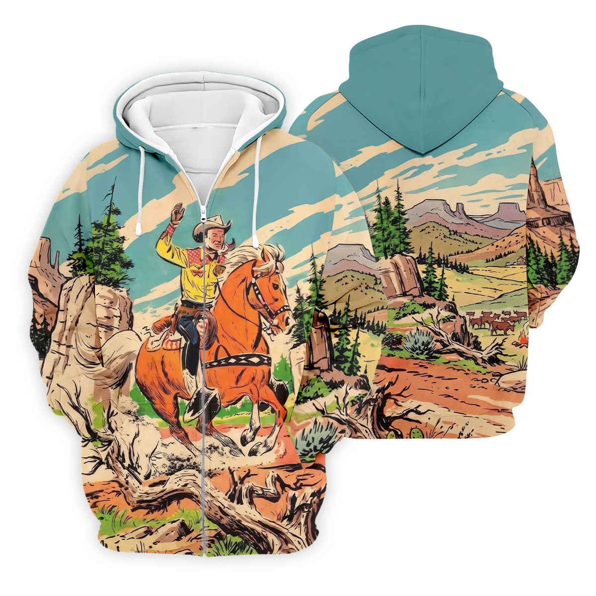 Vintage Cowboy Horse Riding Golf Polo Shirt, Mens Golf Polo, Golf Apparel For Men