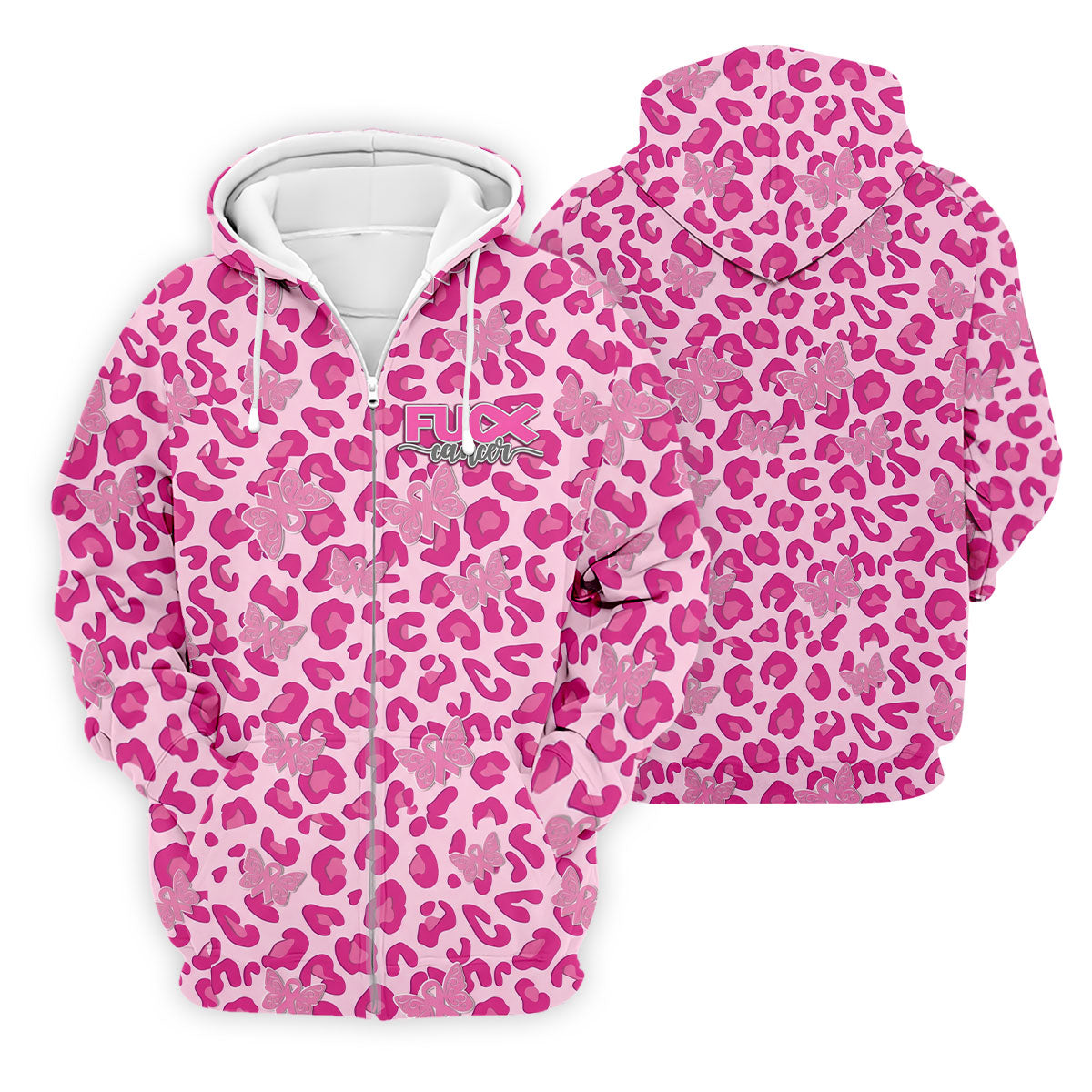 F*ck Cancer Leopard Butterfly Breast Cancer Polo Shirt, Men's Golf Shirt, Mens Golf Polo