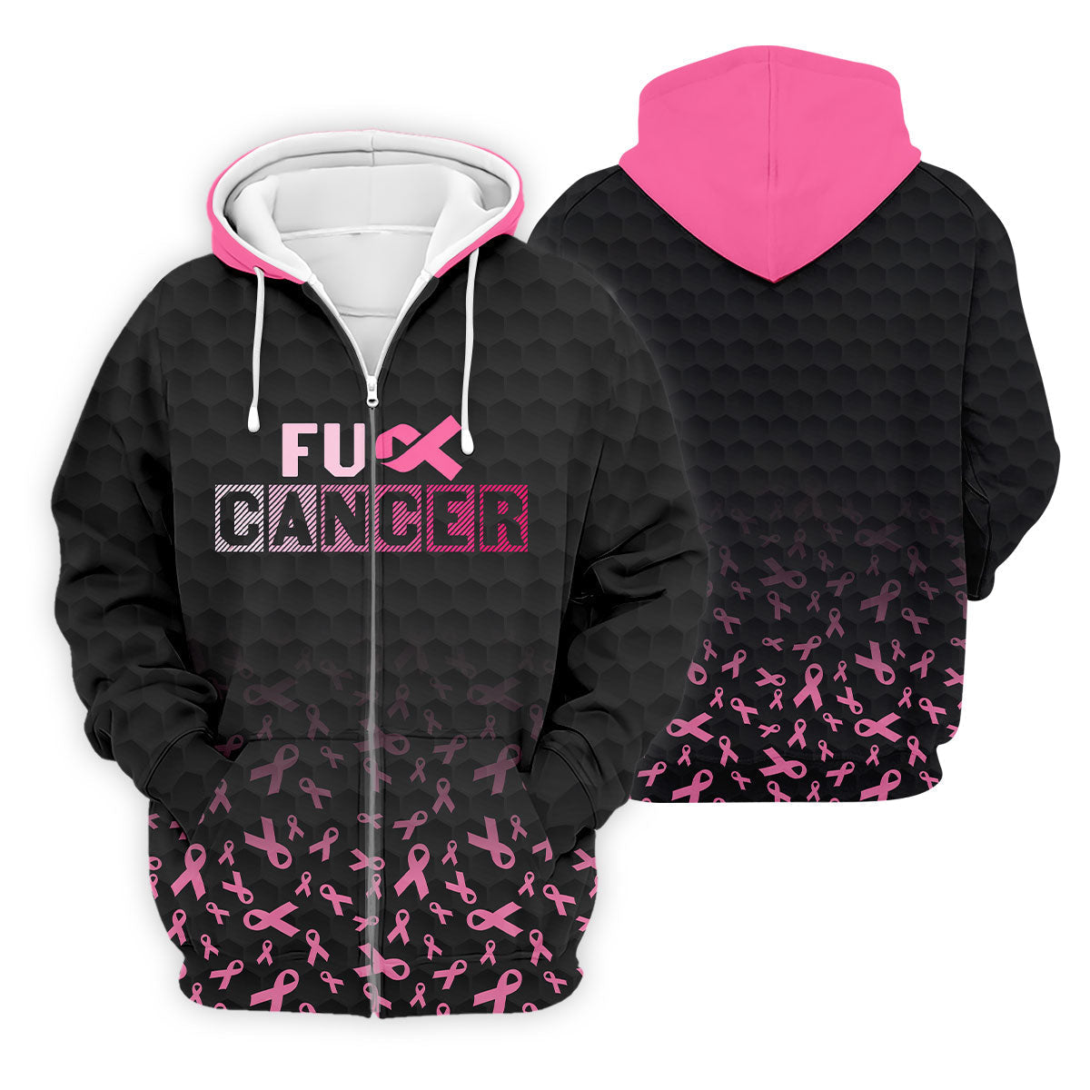 Fuck Cancer Black Pink Ribbon Breast Cancer Polo Shirt, Men's Golf Shirt, Mens Golf Polo
