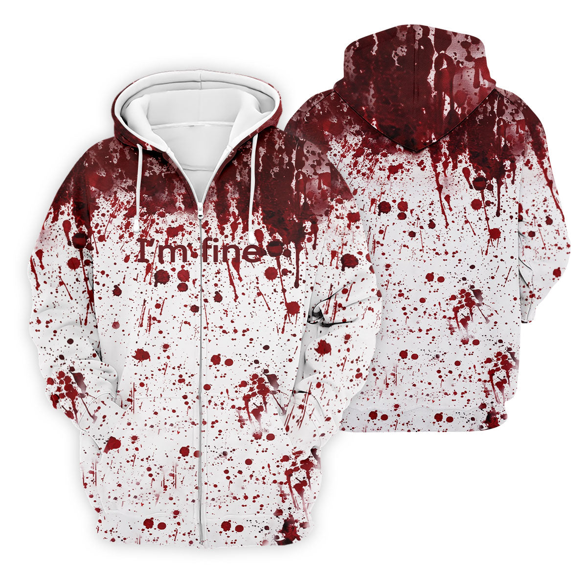I'm Fine Bloody Splatter Halloween Golf Polo Shirt for Men, Mens Golf Shirts, Golf Apparel For Men