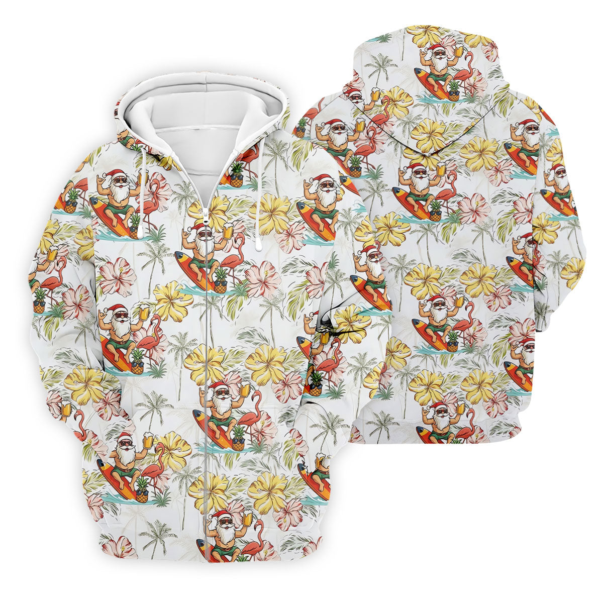 Surfing Santa Tropical Christmas Golf Polo Shirt, Golf Shirts For Men, Printed Golf Shirts