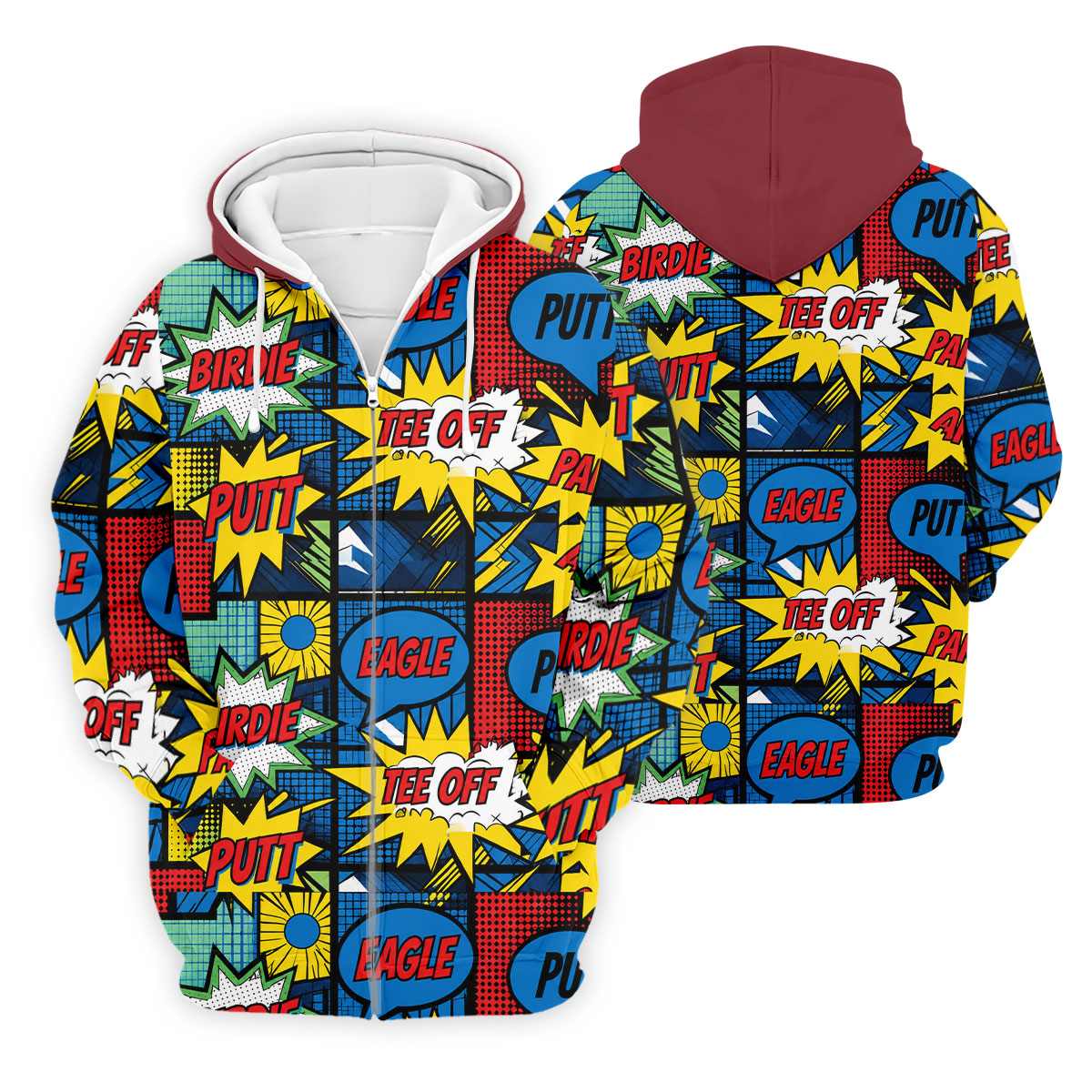 Birdie Tee Off Putt Comic Golf Shirt, Men's Golf Shirt, Golf Apparel For Men