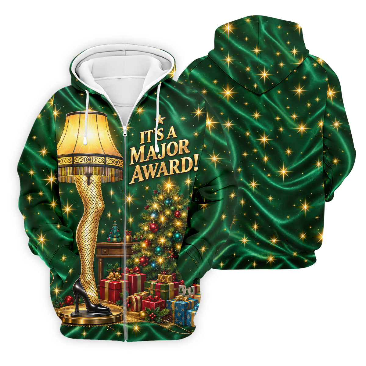Major Award Leg Lamp Christmas Golf Polo Shirt, Mens Golf Shirts, Christmas Golf Shirt