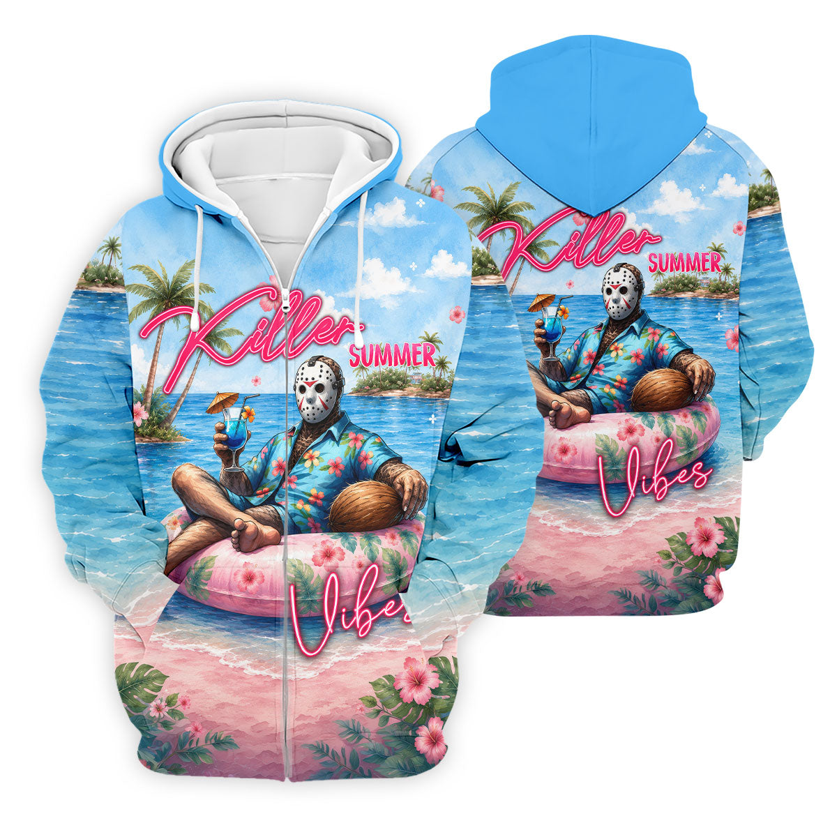 Killer Summer Vibes Mask Slasher Golf Polo Shirt, Mens Golf Polo, Printed Golf Shirts