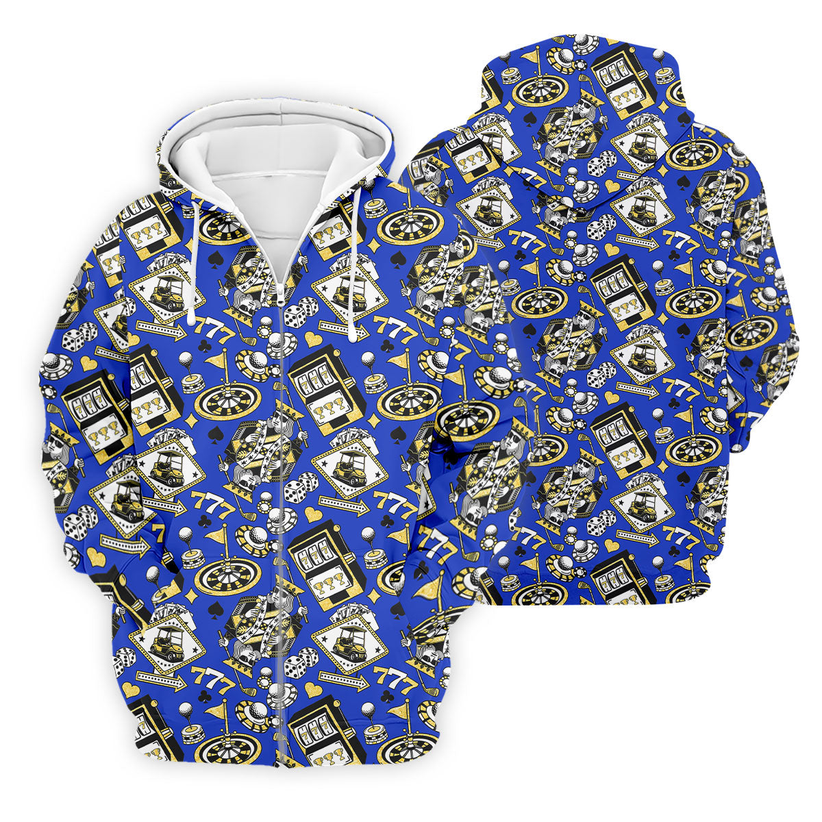 Casino Golf Pattern Blue Hawaiian Golf Polo Shirt, Golf Shirts For Men, Mens Golf Apparel