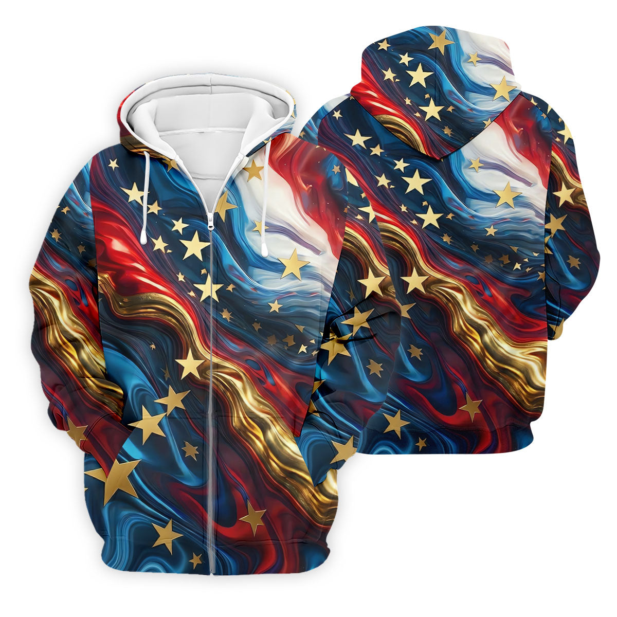 Abstract American Flag Stars Golf Polo Shirt, Mens Golf Shirts, Hawaiian Golf Shirt