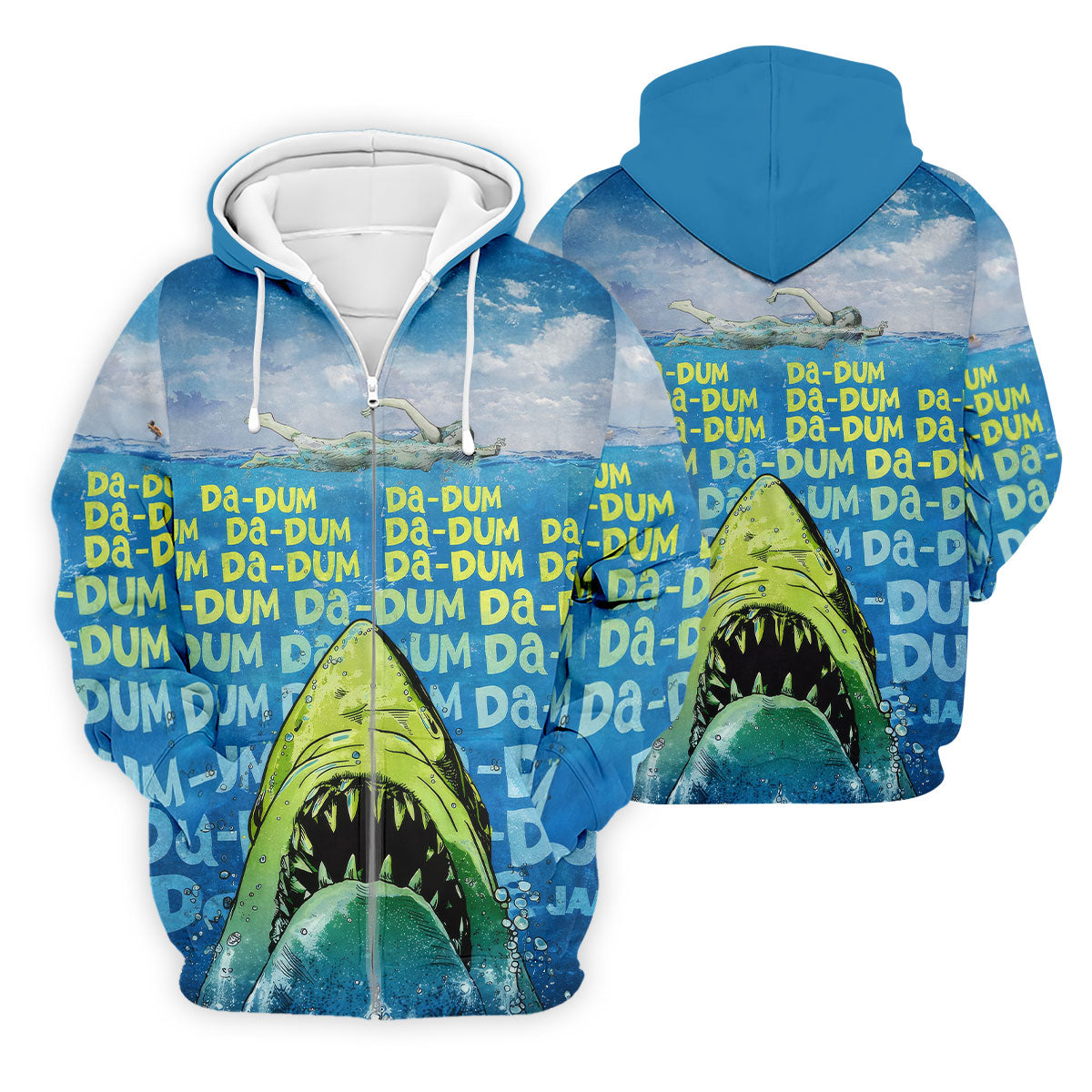 Funny Shark Da Dum Ocean Attack Golf Polo Shirt, Golf Shirts For Men, Printed Golf Shirts