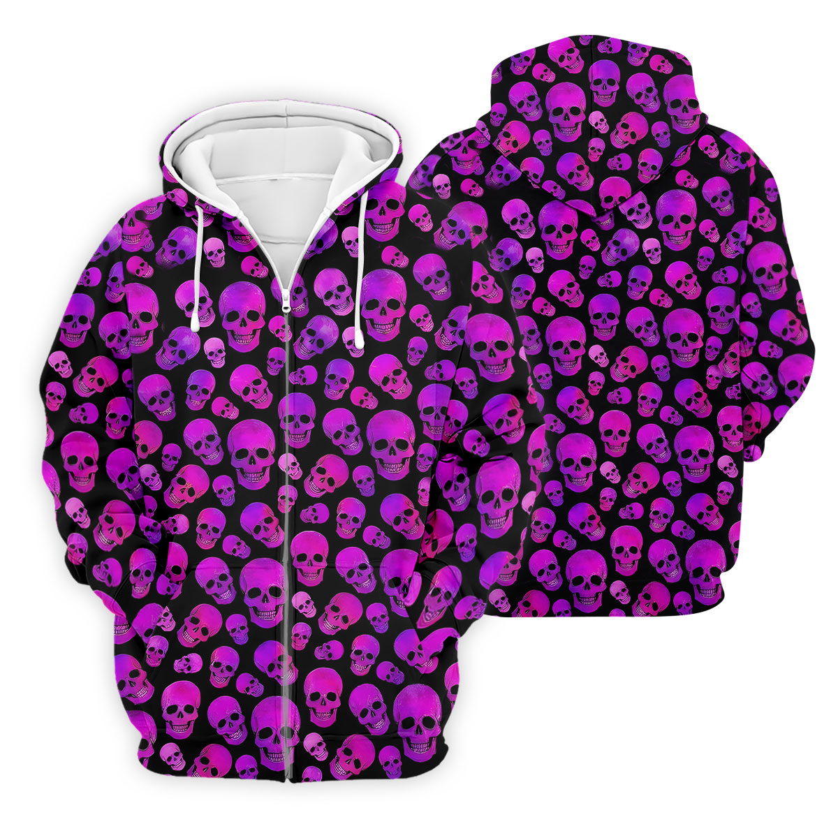 Purple Skull Gothic Pattern Hawaiian Golf Shirt, Mens Golf Polo, Printed Golf Shirts