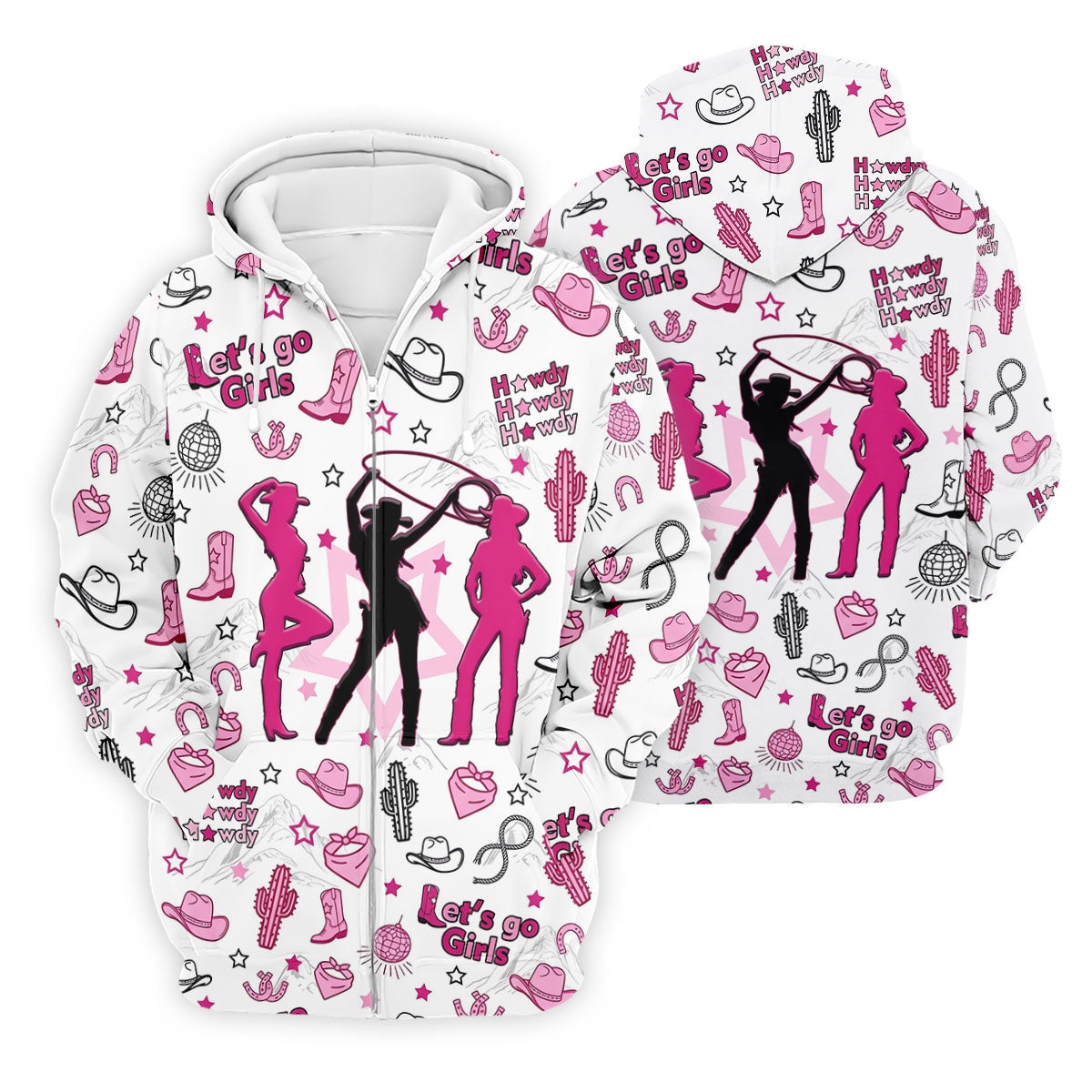Pink Black Three Cowgirls Western Golf Polo Shirt, Mens Golf Polo, Golf Shirts For Men