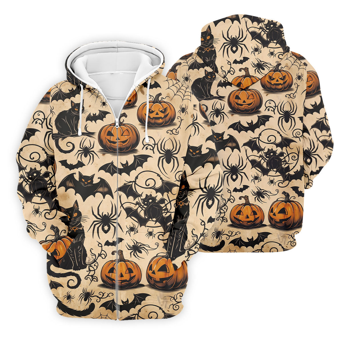 Vintage Halloween Cat Pumpkin Pattern Golf Polo Shirt, Mens Golf Polo, Hawaiian Golf Shirt