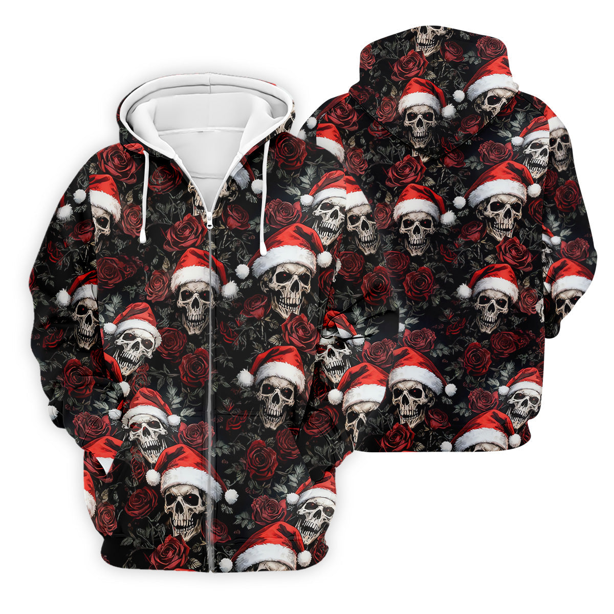 Vintage Skull And Roses Christmas Golf Shirt, Cool Golf Outfit, Polo Shirts For Men, Golf Shirts For Men
