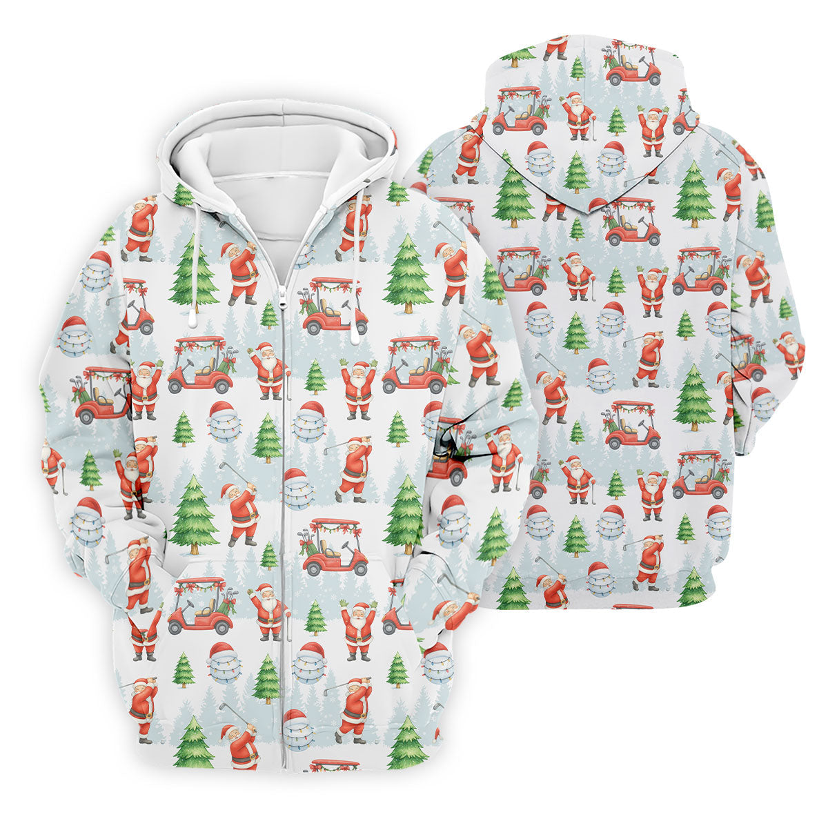 Santa Claus Golf Pose Men's Funny Golf Shirts, Men's White Polo, Christmas Golf Shirt, Golf Gift Christmas