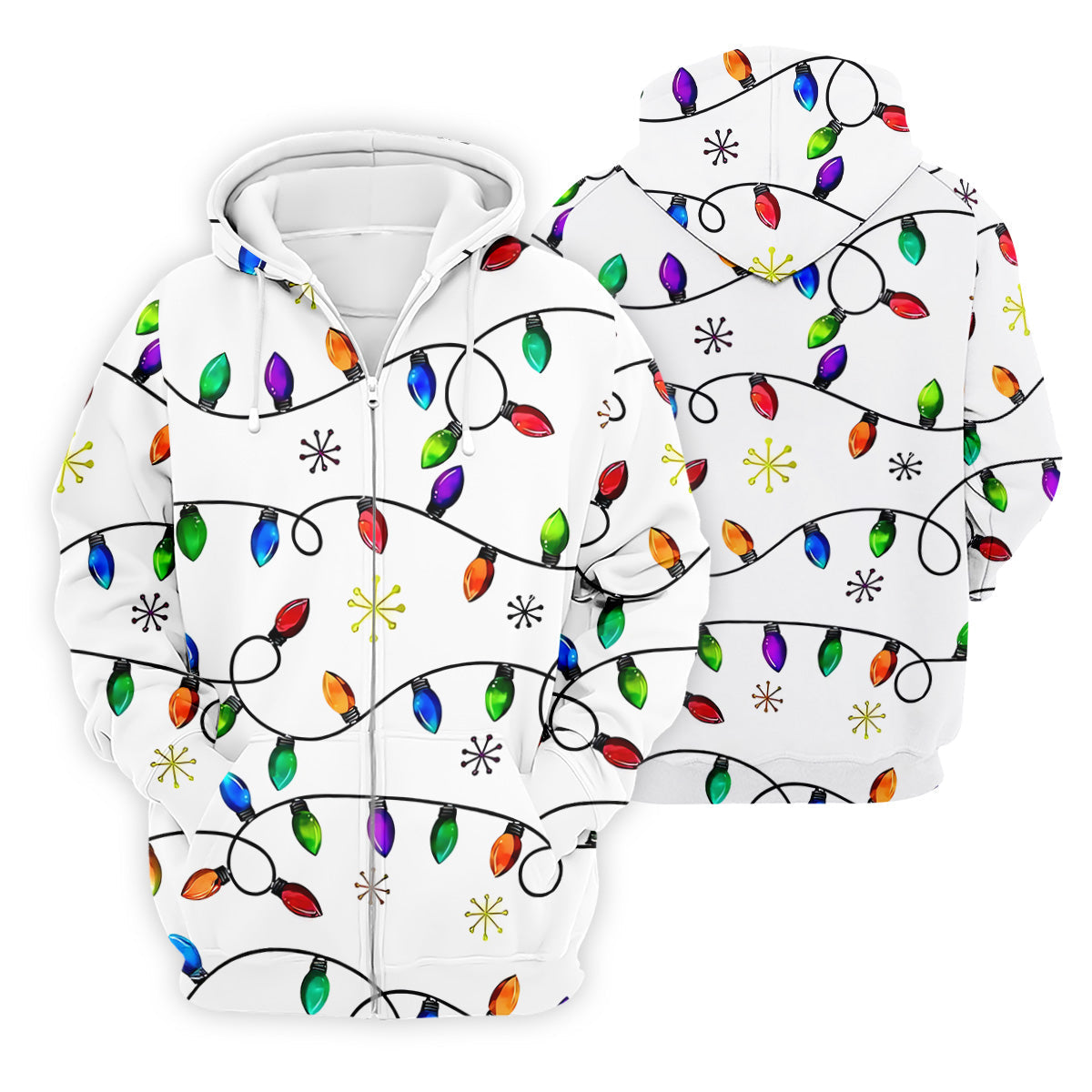 Christmas Light Print Fun Men's Golf Polos, Christmas Golf Shirt, Unique Gift For Golfer, Polo Shirts For Men