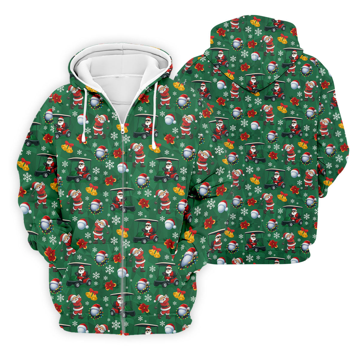 Santa Christmas Green Golf Polo, Fun Men's Golf Polos, Christmas Golf Shirt, Golf Shirts For Men