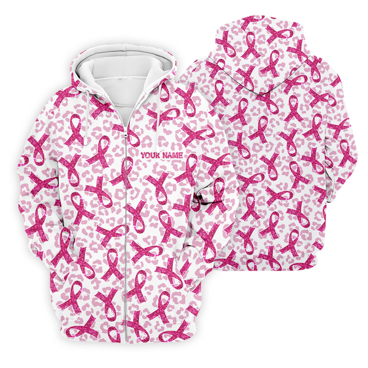Breast Cancer Pink Ribbon Leopard Pattern Golf Tops For Men, Cancer Awareness Shirt, Golf Shirts For Men