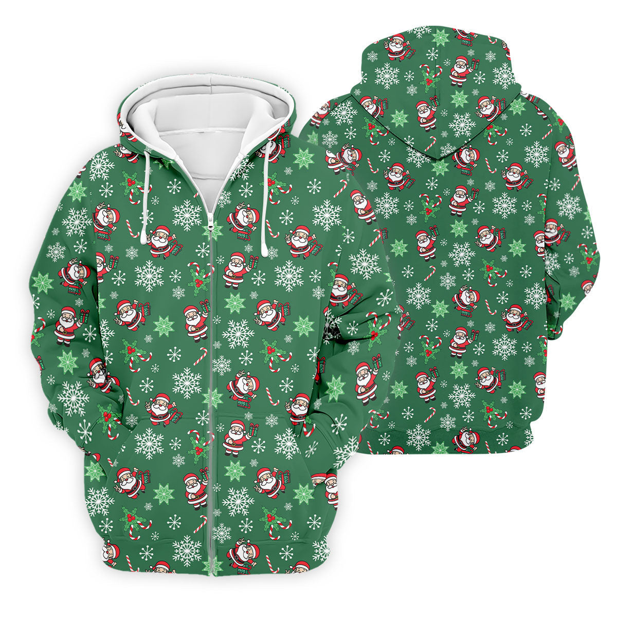 Santa Claus Pattern Christmas Green Golf Tops For Men, Christmas Golf Shirt, Polo Shirts For Men